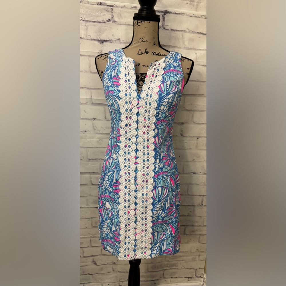 Lilly Pulitzer Target My Fans‎ Shift Mini Dress Sz 6 20th Anniversary Split Neck